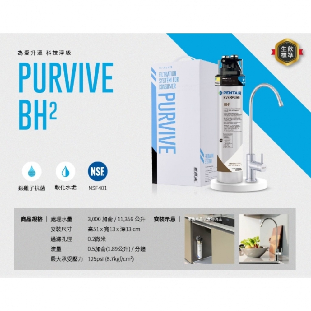 愛惠浦 BH2櫥下型淨水器 搭載 水力士雙道過濾淨水系統+腳架『送』漏斷器(含標準安裝)