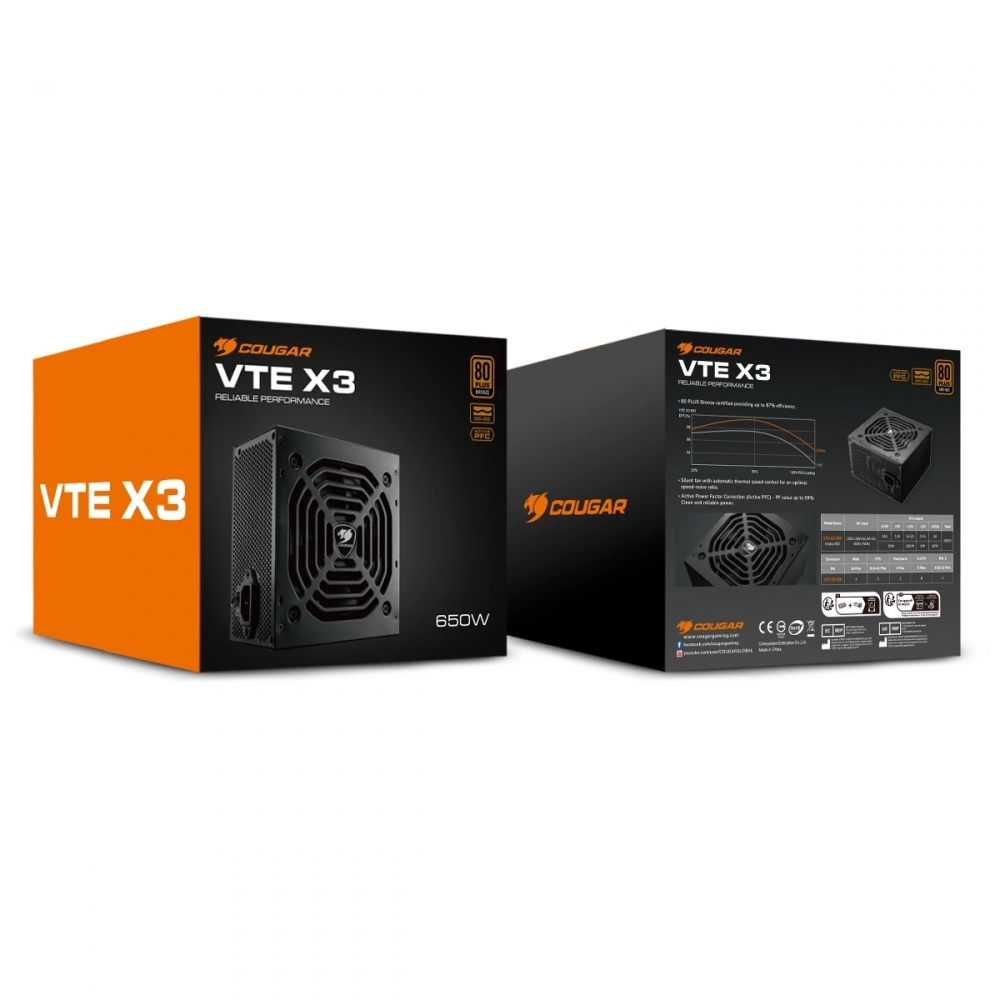 【COUGAR 美洲獅】VTE X3  650w  銅牌電源供應器