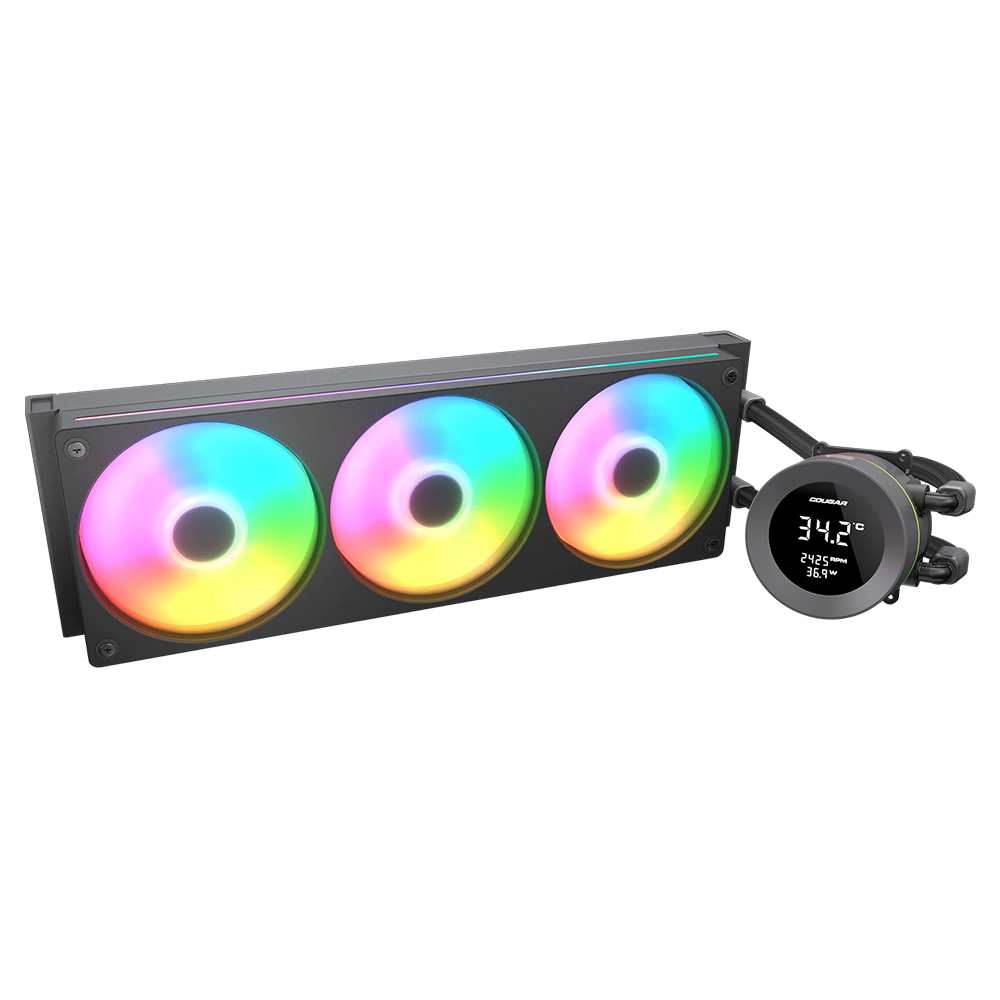 【COUGAR 美洲獅】POSEIDON VISTEK ARGB 360 LCD 一體式 CPU 水冷散熱器 黑色