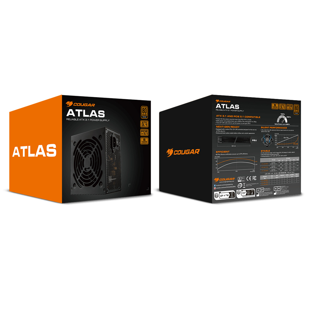 【COUGAR 美洲獅】ATLAS 750W ATX3.1電源 PCIe 5.1 80PLUS銅牌