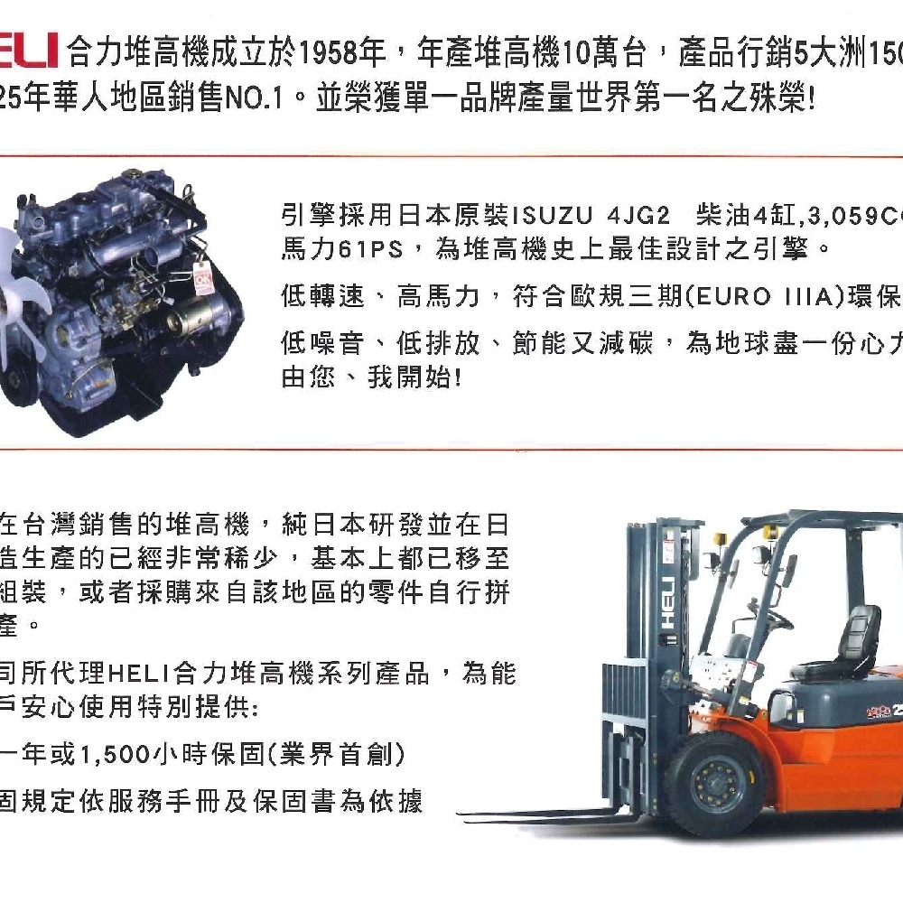 HELI 2.5噸 堆高機