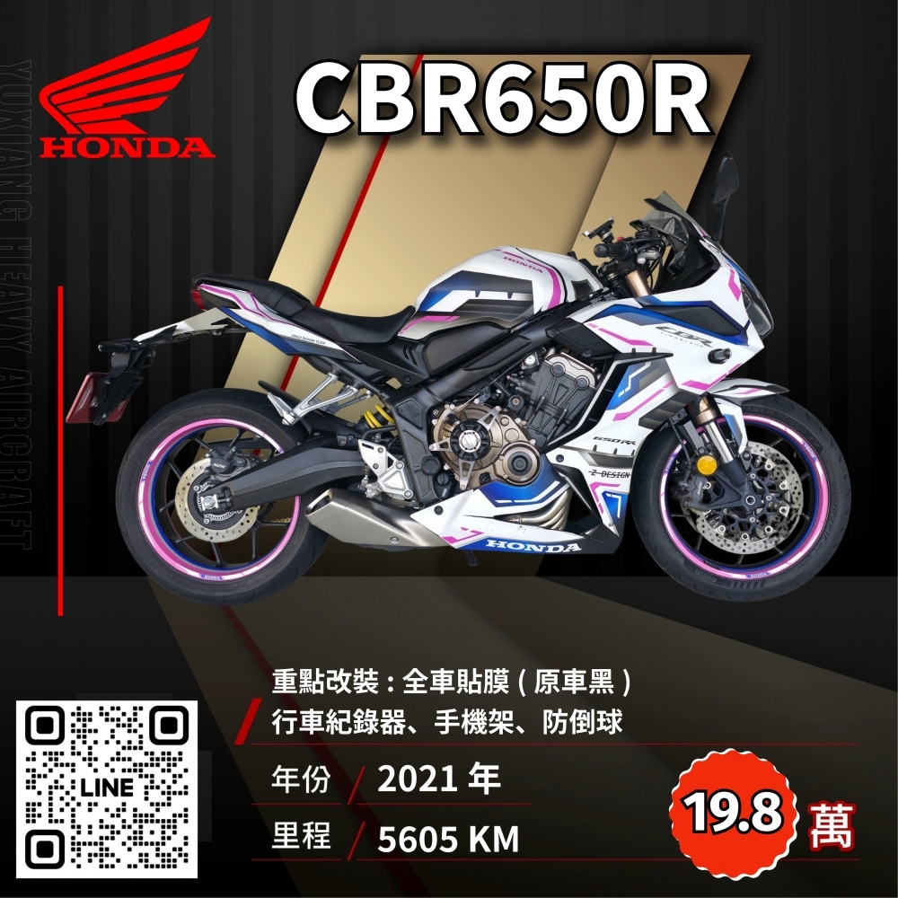 （已售出）2021年 HONDA CBR650R 貼膜 ( 原車黑 )